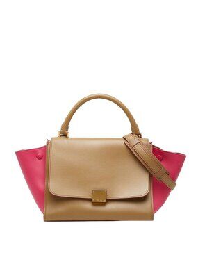 Celine Trapeze Small 2-Way Shoulder Bag Beige Pink Leather
